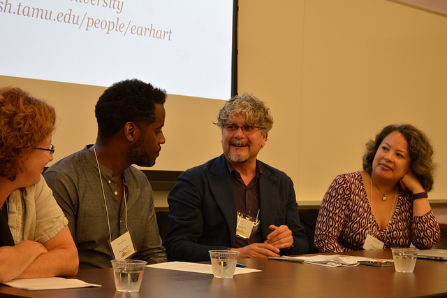 Critical Approaches panel: Amy Earhart, Michael Dumas, Francesco Spagnolo, Abigail de Kosnik